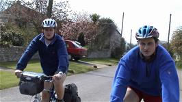 Gavin and Tao join the rest in the village of Ham after having a "Widdle Break", 5.8 miles from Taunton